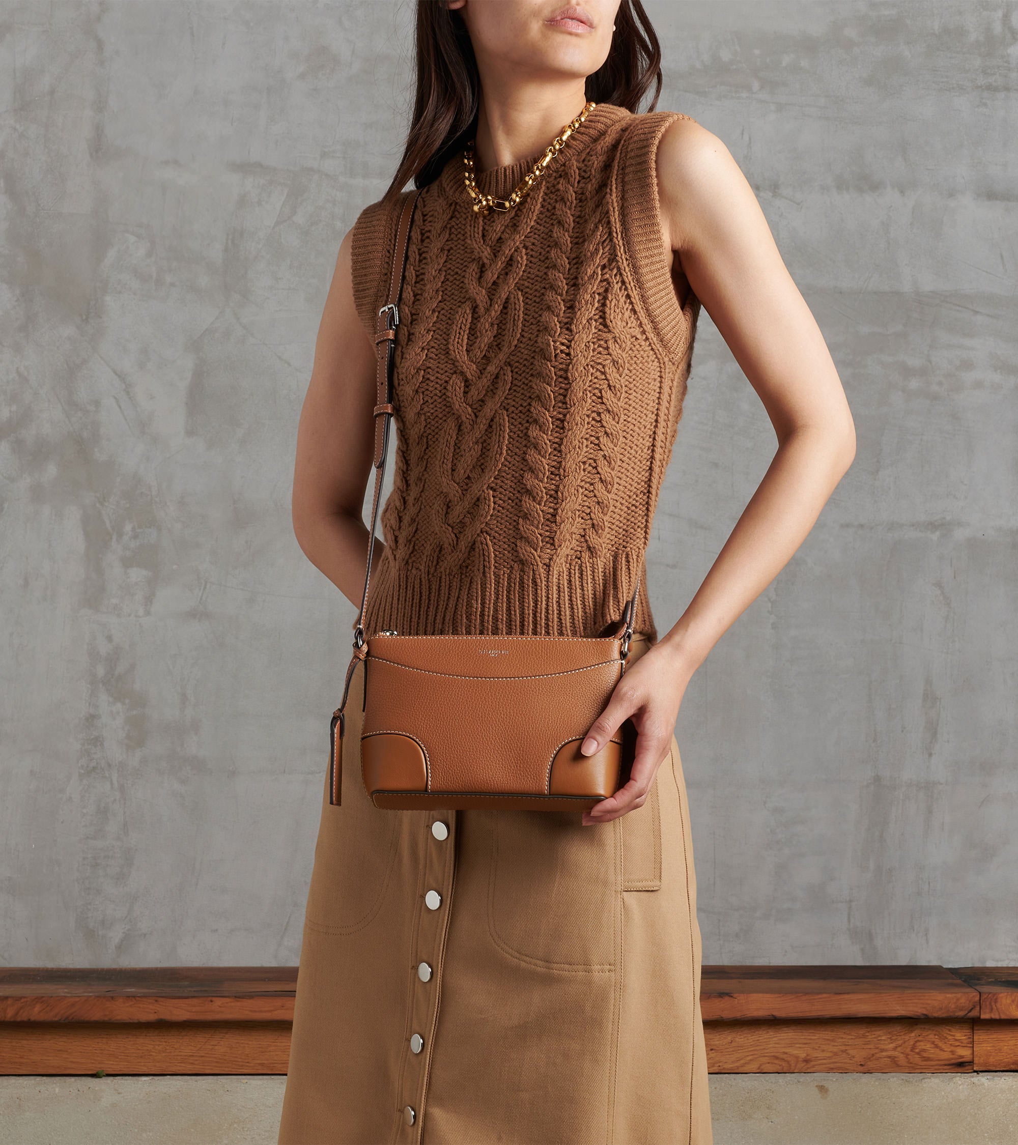 Romy small smooth grained shoulder bag