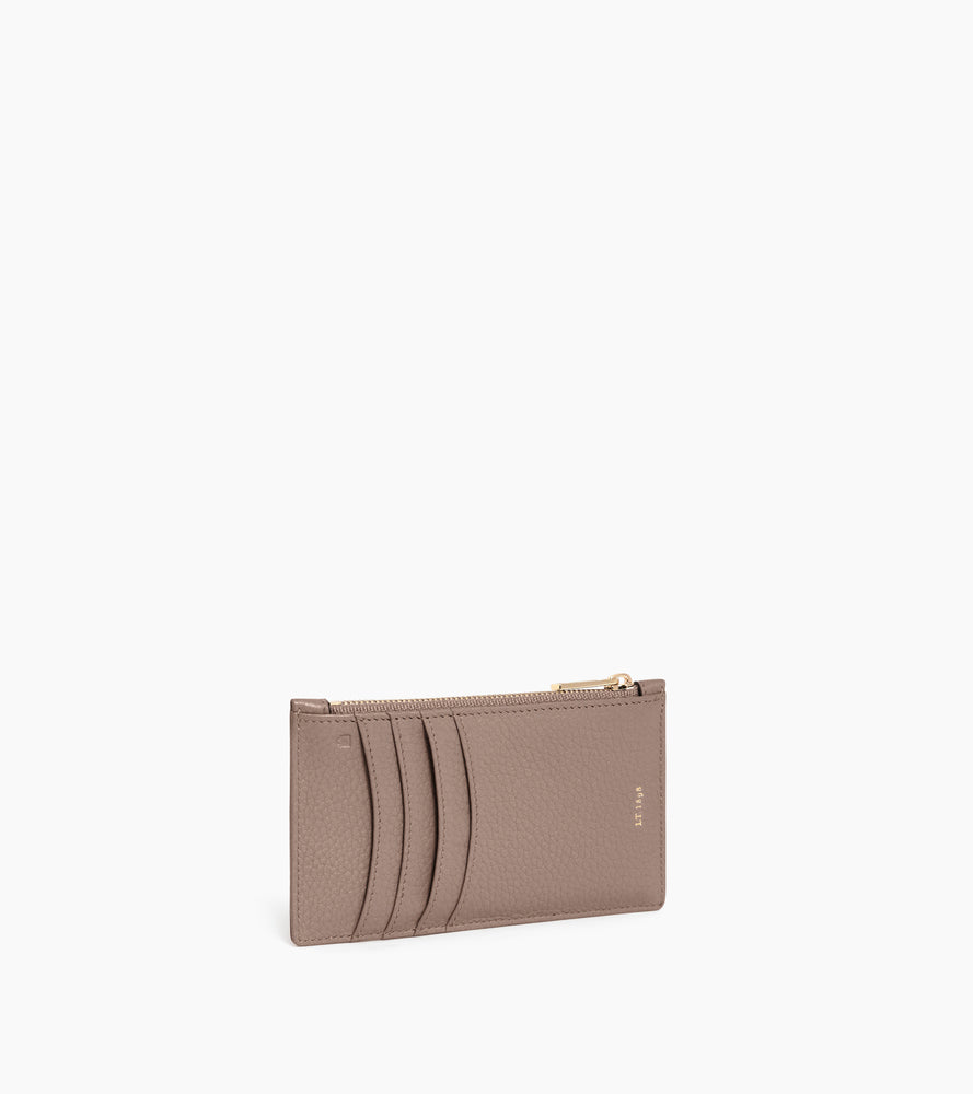Romy zipped card holder in grained leather